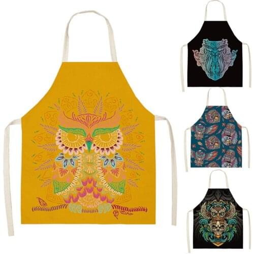 Kitchen Apron Cartoon Owl Kids Aprons BBQ Bib Apron for Women Cooking Baking Restaurant Apron Cartoon Home Cleaning Tools