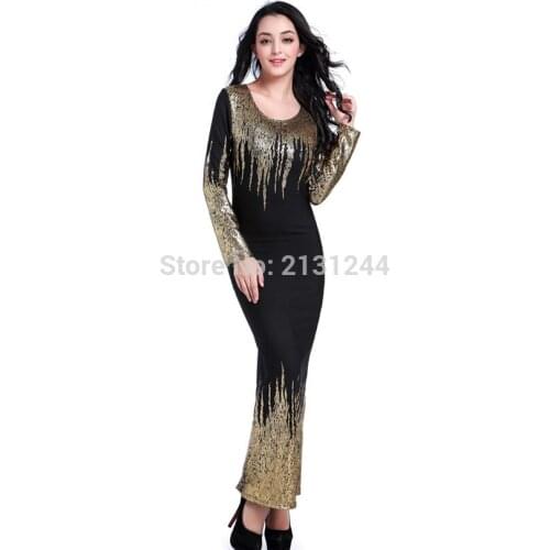 Summer new African woman dress Bronzing foam Slim long sleeves dress