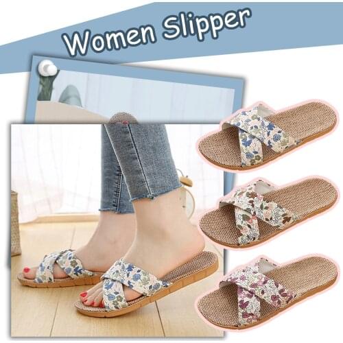 Summer Ladies Beach Slippers 2021 Women EVA Flowers Antiski lippers Thick Cotton Linen Slippers Flip Flops Shoes Comfort Тапочки