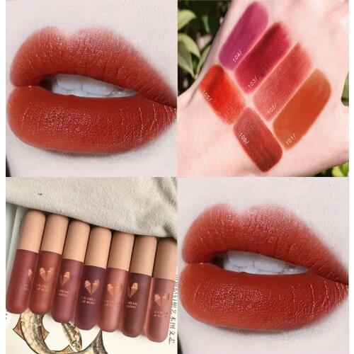 Ice cream lip mud white light matte soft mist caramel orange brown milk tea mousse lip glaze TSLM1