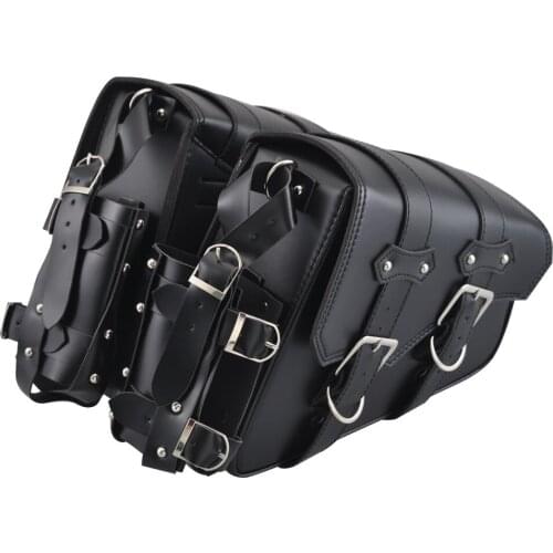 Motorcycle Black Leather Saddlebag Retro Swingarm Solo Bag w/ Cup Holder For XL Dyna Softail Scout Sixty Bobber R nineT Shadow
