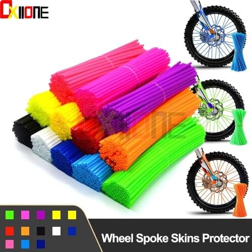 Motocross Bicycle Bike Motorcycle Wheel Spoked Protector Rims Skin Trim Covers Pipe Accessories For Yamaha Suzuki Kawasaki Honda