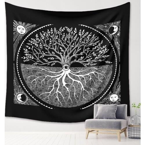 Divine Witchcraft Wall Hanging Tapestry Tree Mandala Psychic Ouija Hand Sun Moon Psychedelic Wall Carpet Blanket Dorm Wall Decor