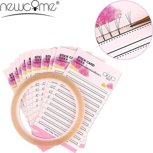 NEWCOME 10pcs Premade Fans Storage Card with 2mm Stick Tape Grafting Blossom Volum Lash Eyelash Extension Makeup Tools