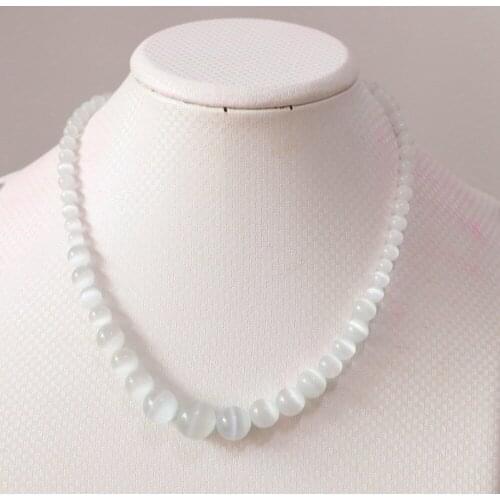 New fashion 3 colors multicolor cat eyes 6-14mm round beads new diy necklace for women chain choker elegant jewelry 18inch B622