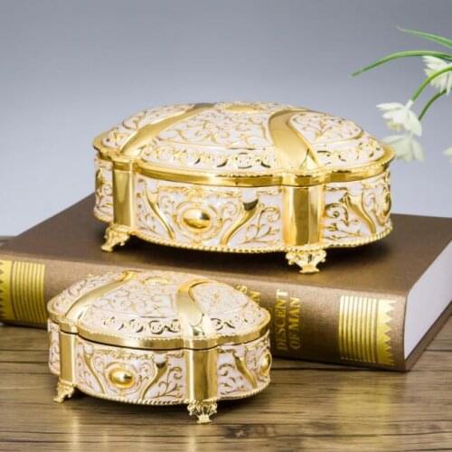New! 2 Sizes Wedding Gift Box Metal Jewelry Case Zinc-alloy Trinket boxes Flower Carved Fancy Package Birthday Gift