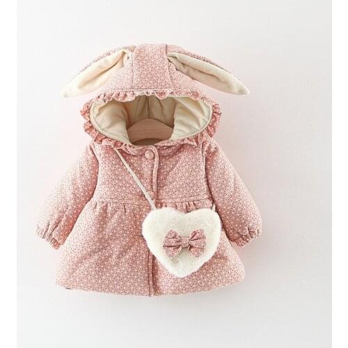 0-4 years high quality girl clothing 2021 winter new cartoon rabbit dot thicken kid children toddler girl padded jacket coat