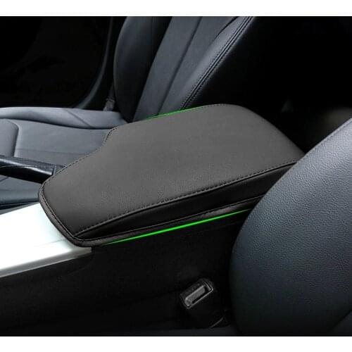 Black - red line Microfiber Leather Center Control Armrest Box Cover Trim For BMW 3 Series F30 2013 - 2018 only right hand drive