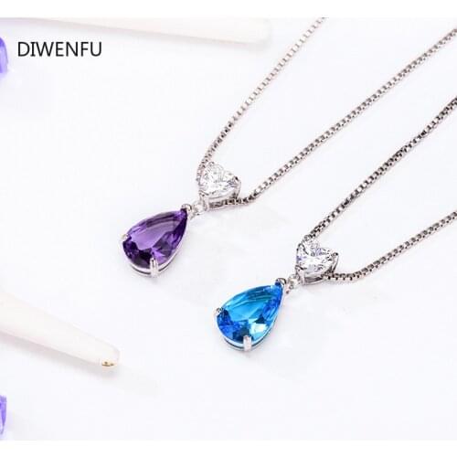 Sapphire Real S925 Silver Color Pendant Necklace Blue Gemstone Topaz Pendant Luxury Stone Bizuteria Silver Jewelry Pendant Women
