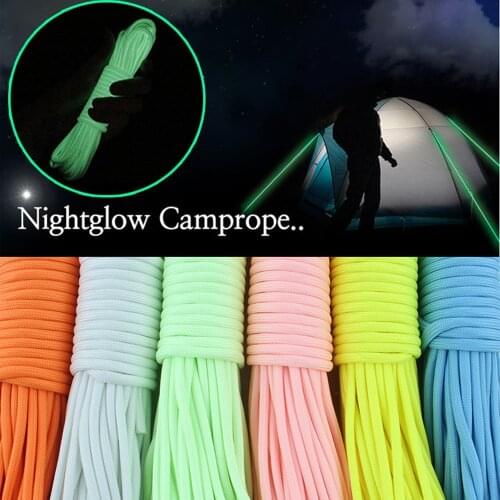 20 Meters Survival Paracord Luminous Rope Camp Glow Paracord 550LB 7 Strands Parachute Cords Lanyard Ropes Camping Equipment 8