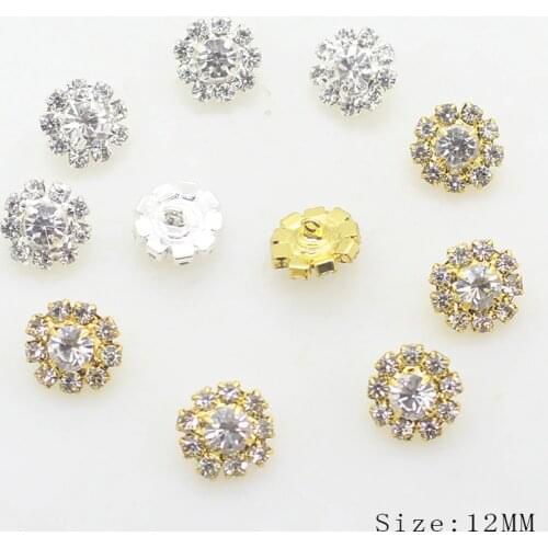 Buttons With Bottom Buttons 10Pcs/Set 12MM Sewing Rhinestone Buttons For Needlework, DIY Scrapbook Accessories Crafts