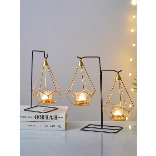 Nordic Light Luxury Dining-Table Decoration Candlestick Metal Iron Art Romantic Household Candlelight Dinner Candle Holder