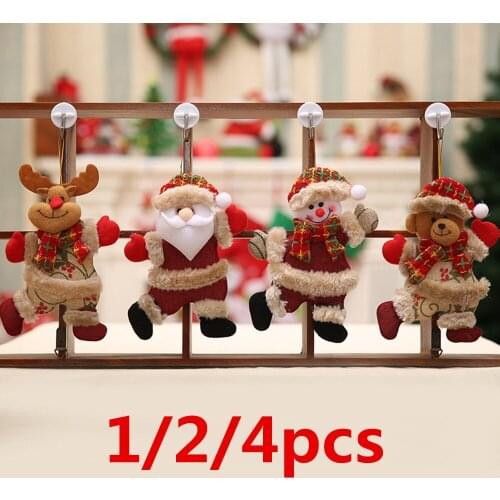 1/2/4 pcs Christmas Ornaments Gift Santa Claus Snowman Reindeer Toy Doll Hang Decorations