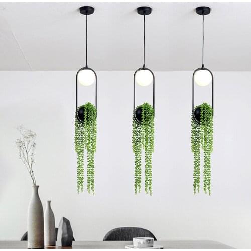 Nordic plant pendant light personality LED G9 Restaurant living room bar cafe wrought iron Hanging Lights Home Decoration 220V