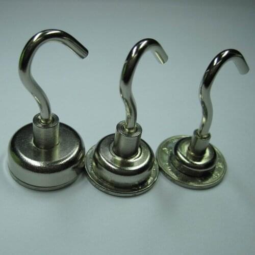 50 PCS D16mm strong neodymium magnetic hook with vertical pull force 8KG