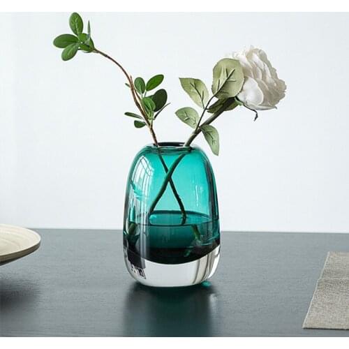 Nordic Luxury Ice Glass Flower Vase Home Decoration Modern Art Flower Vase Plant Holder Desk Hydroponics Decor Figurine