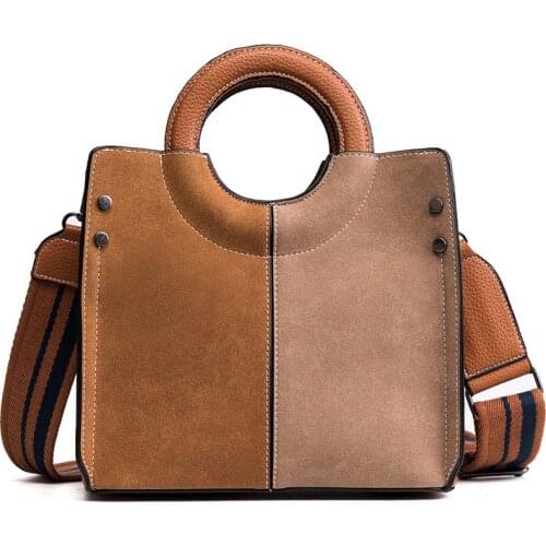 Retro Luxury Handbags Women Bags Designer Patchwork PU Leather Female Shoulder Bag Wide Strap Casual Crossbody Bag torba damska