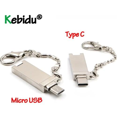 Type C Micro USB OTG Memory Card Reader Aluminum Portable Adapter Converter With Keychain For Micro SD/TF PC Computer