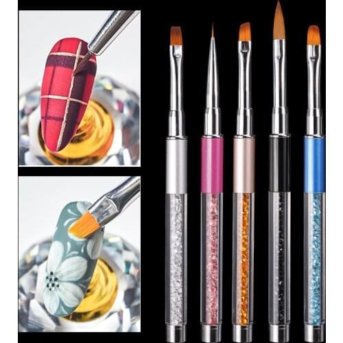 RBAN NAIL UV Gel Brush Liner Painting Pen Acrylic Drawing Brush for Nails Gradient Rhinestone Handle Manicure Nail Art Tool