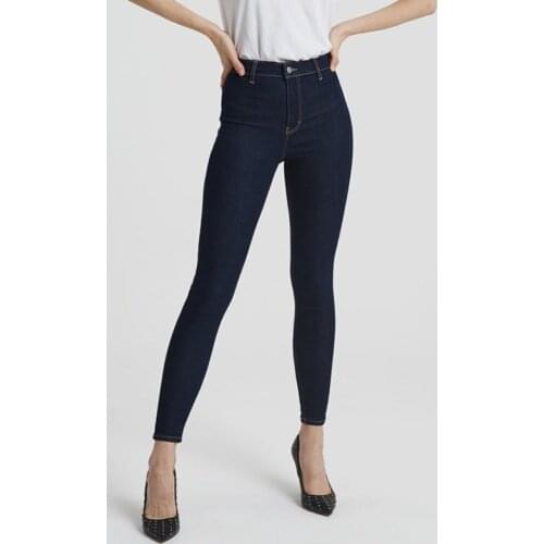 Womens Jeans High Waist Stretch Skinny Denim Pants 2021 Blue Retro Washed Elastic Slim Pencil Trousers