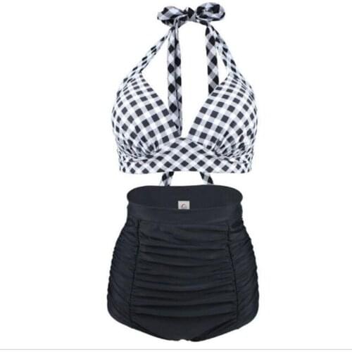 Two-piece high waist bikini strap European and American swimsuit ladies