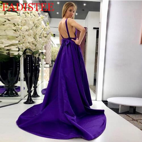 New Style Sexy Backless Evening Dress Satin Prom Party Dress Robe De Soiree Suknie Wieczorowe Simple Robe De Soiree