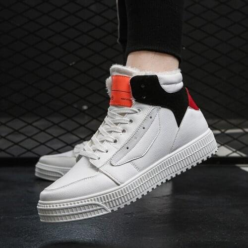 Winter Fashion Sneakers For Men Keep warm High Top Mens Casual Shoes Non-slip Hard-Wearing cotton shoes Flats Shoes black white