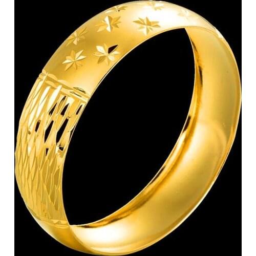 Gold Color Bangles Trendy Grid Style Bracelets&Bangles Big Size Cuff Bracelets New Fashion Bangles for Women/Men