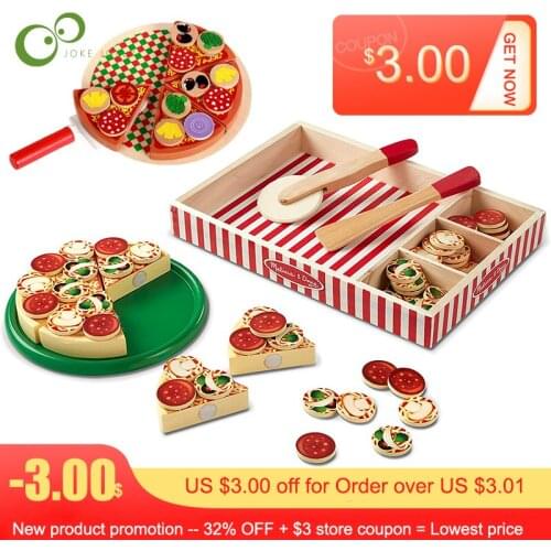 1Set DIY Baby Cutting Pizza Wooden Toy Kitchen Pretend Play House Cook Cut Food Games Simulation Pizza Food Kids Gifts Toys YJN