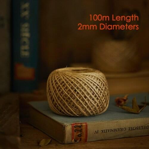 100m Natural Burlap Jute Cord Vintage Twine Hemp Rope Party Wedding Gift Wrapping Cords Thread DIY Scrapbooking Craft Decor