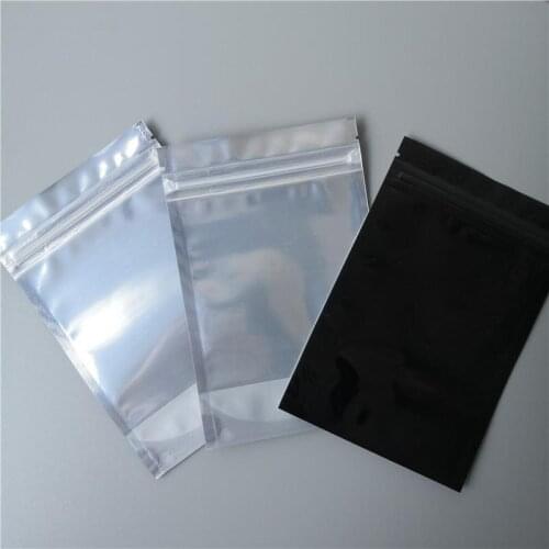 10x15cm aluminium zip Lock bag Aluminum foil bag back black Silvery Metallic Aluminum plastic pouch zipper Grip Seal