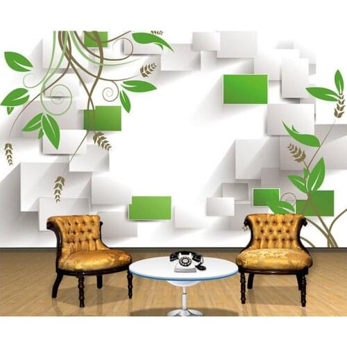 3d wallpaper for room 3D grid green leaf rose TV background wall photo 3d wallpaper living style wallpaper