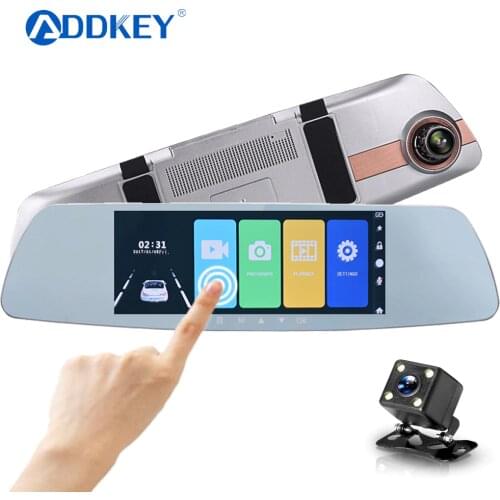 ADDKEY Car DVR Full HD 1080P 7.0 Inch IPS Touch Screen Recorder Dual Lens with Rear View Mirror Auto Registrator Dash Camera dvr
