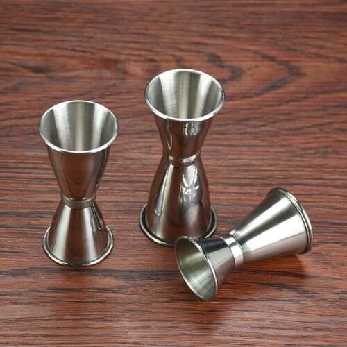 Stainless Steel Bar Wine Cocktail Shaker Jigger Single Double Shot Drink Mixer Wine Pourers Measurer Cup Bar Tools 3 Size