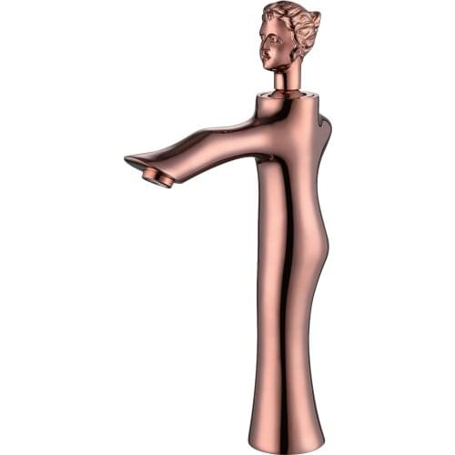 Free ship New arrival single hole Rose gold Bathroom Sink Beauty Faucet Mixer Vessel Tap tall