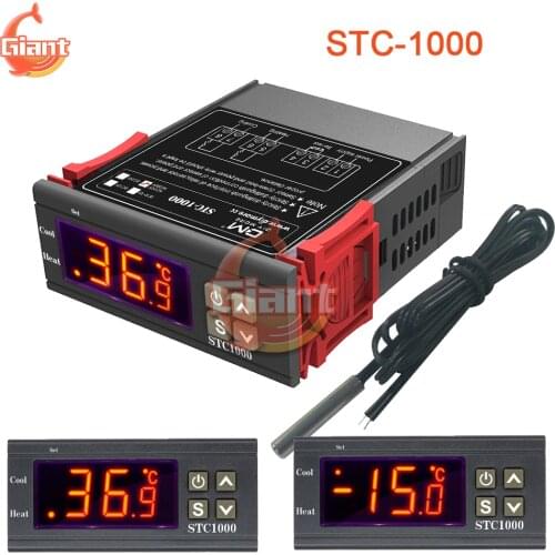 STC-1000 Digital Thermostat Temperature Controller Thermoregulator Relay Heating Cooling Control for Incubator 12V 24V 110V 220V
