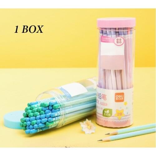 Deli S929 Childrens 2B Writing Pencil / Writing And Painting Test /Engineering Drawing / Business Office 50 Pieces / Bucket