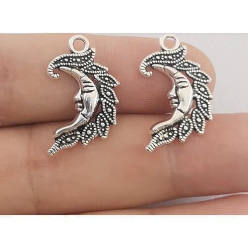 JINDINSP 10pcs 15x27mm Crescent Moon Face Charms Pendants Jewelry Making Bracelet DIY Jewelry Finding