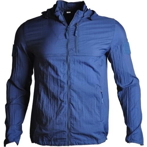 Sun Protection Outdoor Hiking Jacket Breathable Soft Spring Outwear Long Sleeve Camouflage Casual Hooded Waterproof Jacket Men