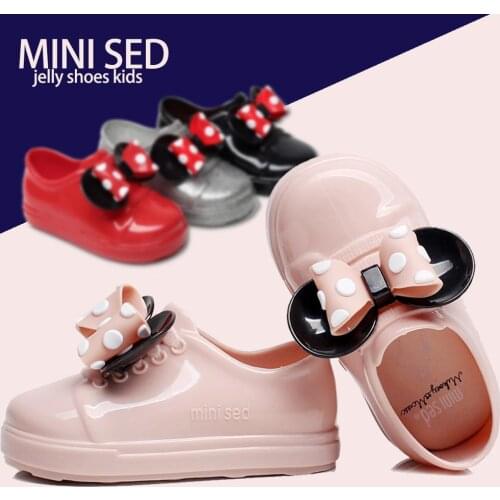 Mini sed Girl sandals New carton Bowknot Casual Girl Single Shoes Candy Fruit Jelly Shoes Waterproof Jelly Sandals MS009