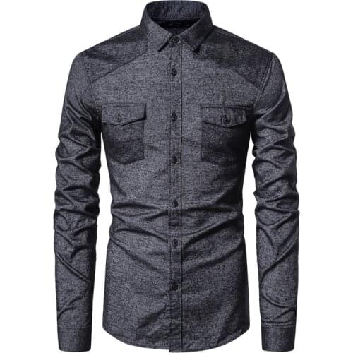 2021 Autumn Spring Top Quality Cotton Long Sleeve Shirt Men Turn-down Collar Men Dress Shirts Casual Social Mens Shirts