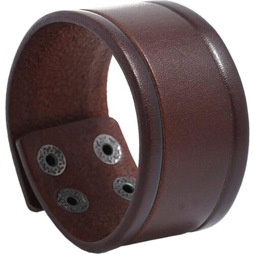 Men Cuff Wrap Bracelet Wide Punk Simple Fake Leather Wristband Cuff Wrap Bangle