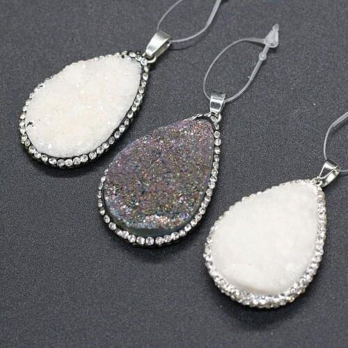 Drop Shaped Crystal Embryo Set Drill Pendant Charms For DIY Necklace Handiwork Sewing Craft Jewelry Accessory Making