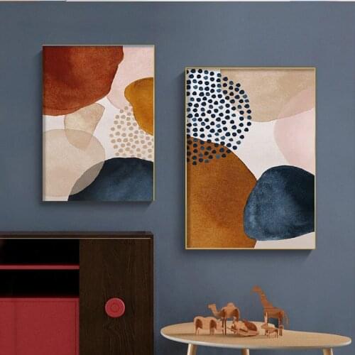 Nordic Abstract Canvas Paintings Earth Tone Golden Fluid Posters and Prints Wall Art Pictures for Living Room Home Decoration