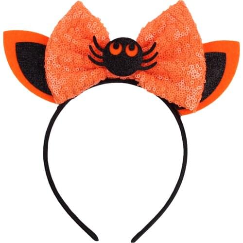 Sequin Bow Hairband Glitter Baby Kids Halloween Headwear Cartoon Party Decoration Hairbands Girls Kids Cosplay Accessory