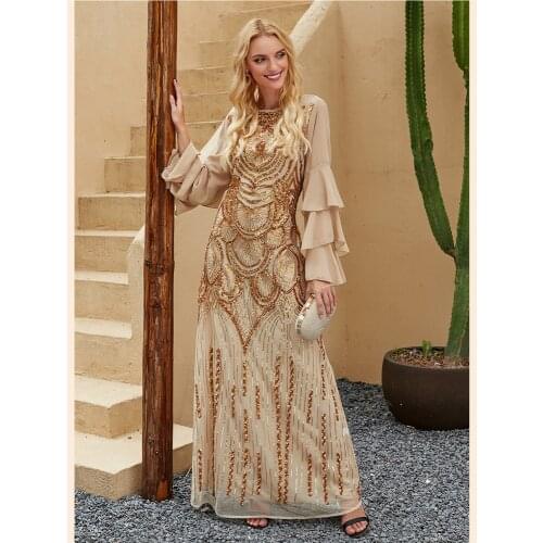 Sequins Abaya Dubai Kaftan Turkish Caftan Muslim Women Hijab Dress Luxury Arabic Robe Ramadan Eid Islamic Clothing Abayas Jilbab