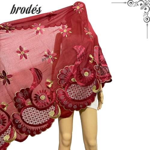 2021 African Women Embroidered Cotton Shawl Muslim Fashion Hijab Diamond Scarves Headscarf Arabia Scarf Shawl 230*110cm Big Size