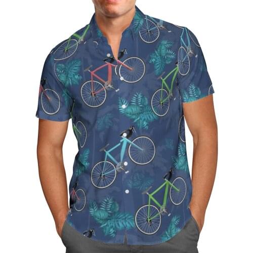 Bike Weed Print Short Sleeve Shirts For Men Loose Cardigan Button Shirt Plus Size Hawaiian Style Summer 2021 Ventilated Shirt-2