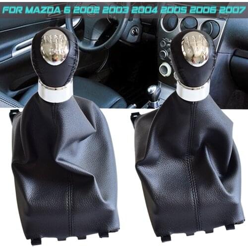 For Mazda 6 M6 2002-2007 Manual Chrome Car Styling Accessories Gear Shift Knob Lever Stick Pen Gaiter Boot Cover Case