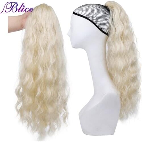 Blice Synthetic Long Curly Ponytail Extensions #613 Alita Heat Resistant Ponytail HairPieces Drawstring With Two Plastic Combs